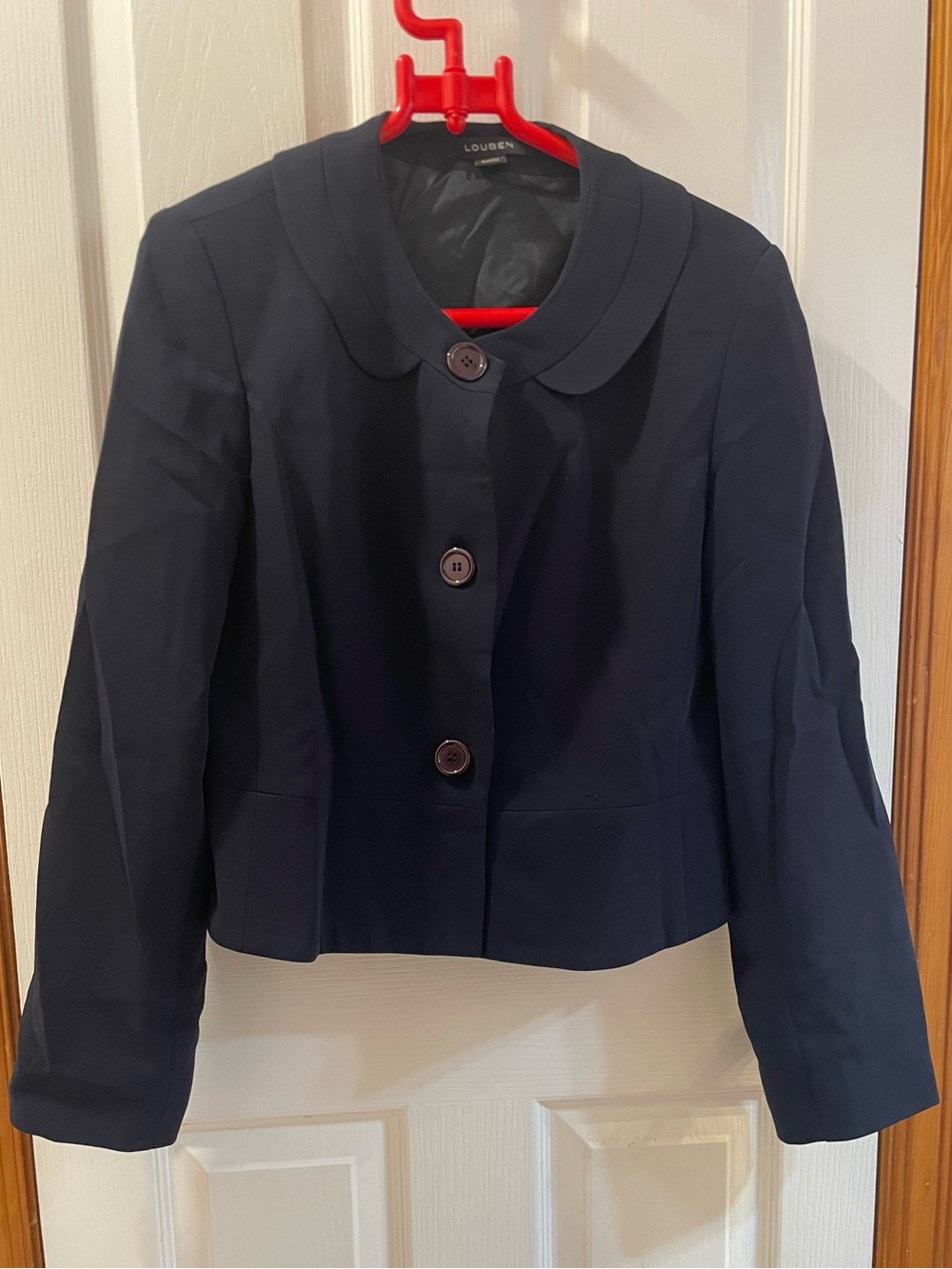 Louben Navy Peter Pan Collar Blazer